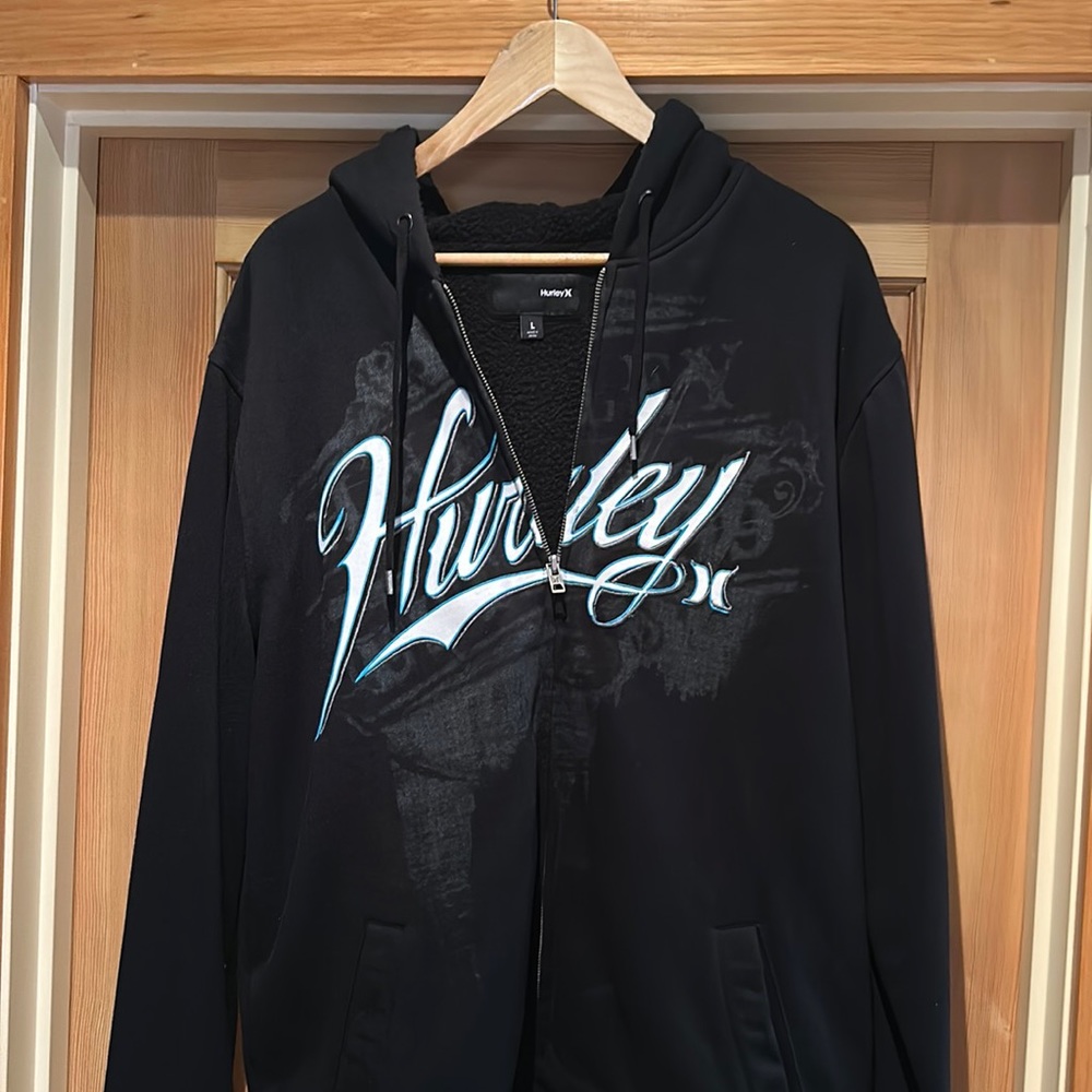 Hurley Men’s Large Black Fleece-Lined Hoodie